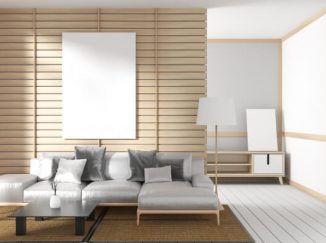 vizualizácia obývačky so svetlým drevom