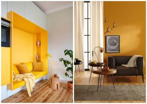žltá farba v interiéri